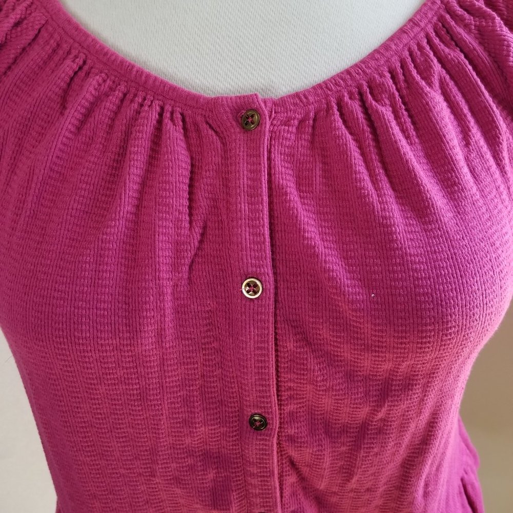 Pink Textured Ruffled Top Flutter Sleeve - Picture 4 of 8